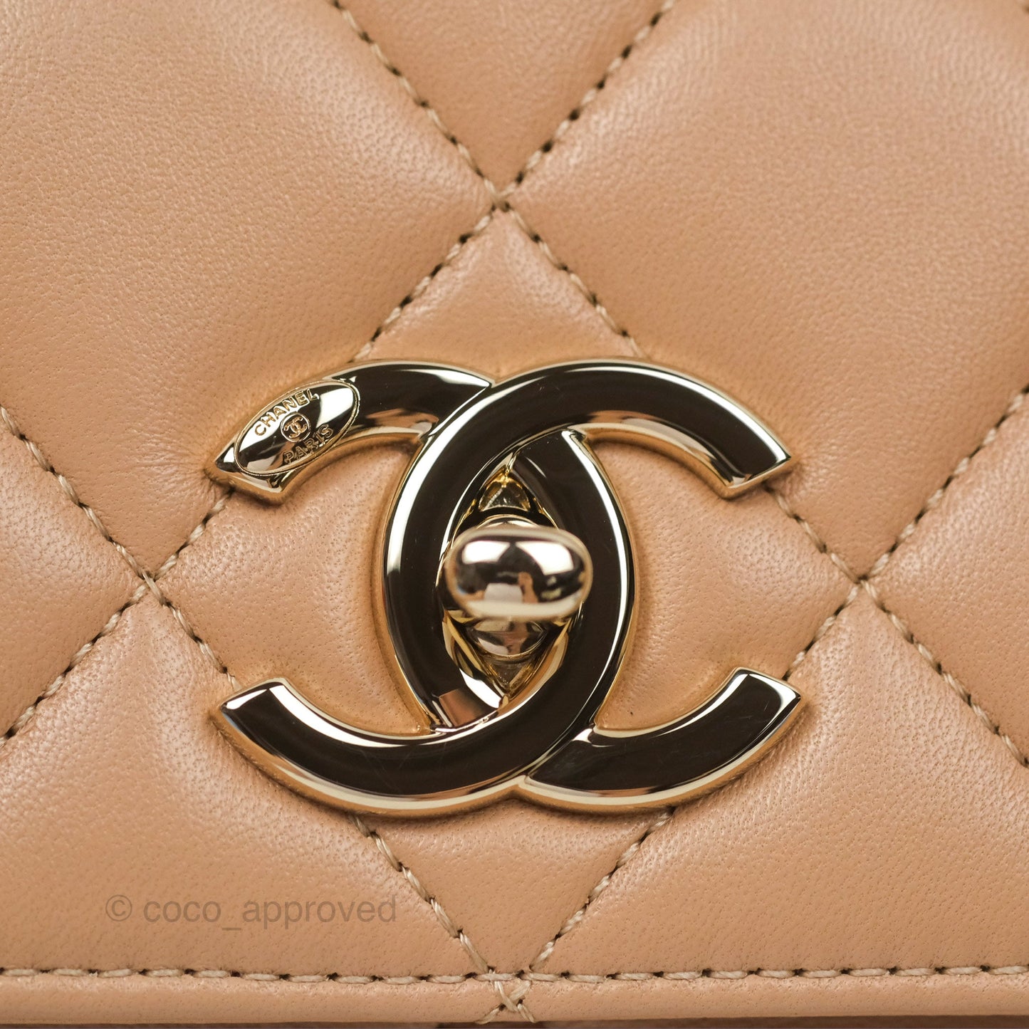 Chanel Trendy CC Small Beige Lambskin Gold Hardware 22S