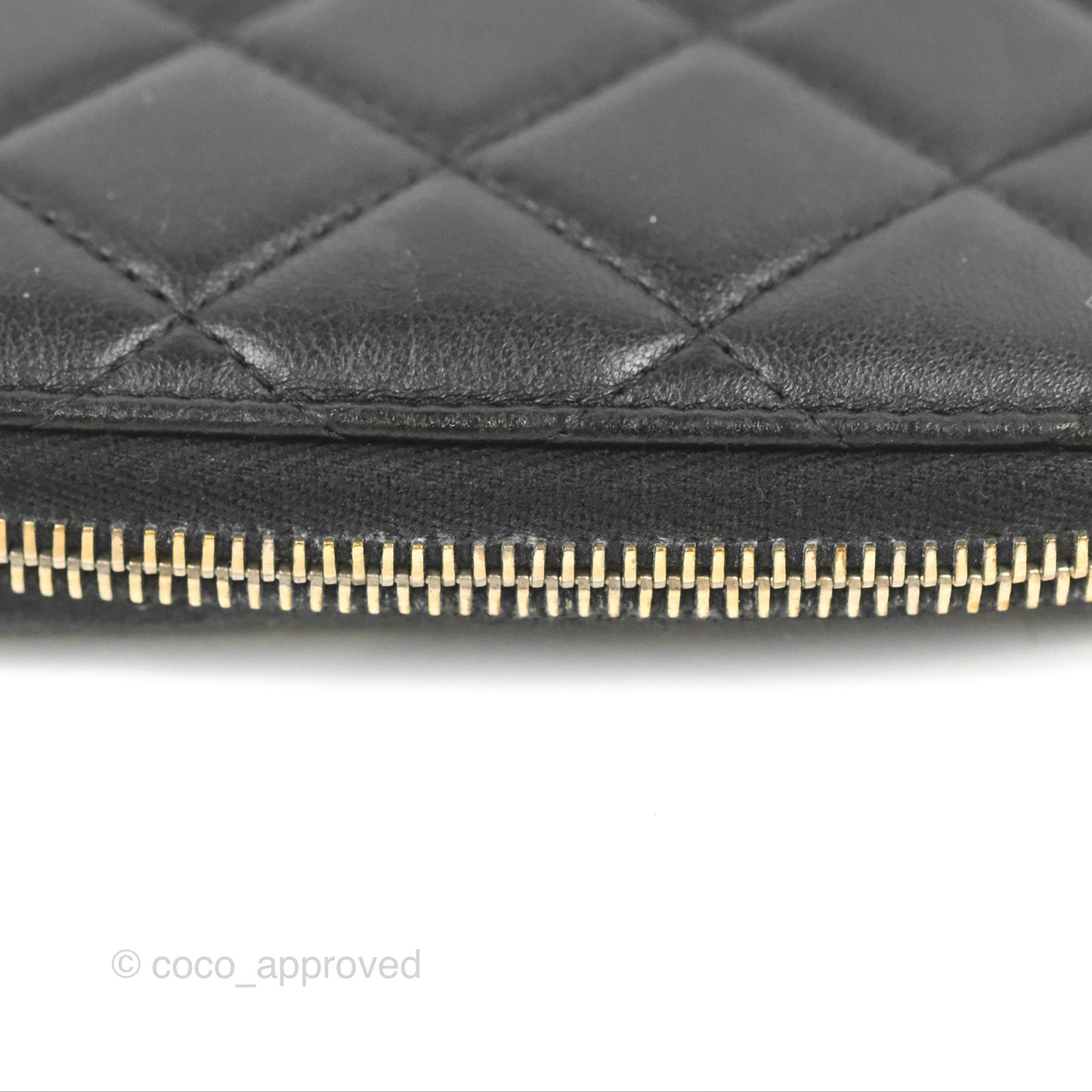Chanel Zip Around Organiser Wallet Black Lambskin Gold Hardware