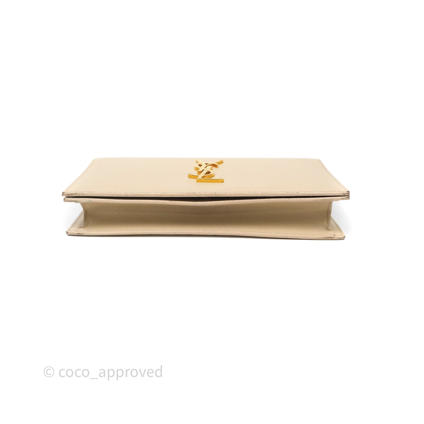 Saint Laurent Kate Clutch Monogram Beige Grain De Poudre Gold Hardware