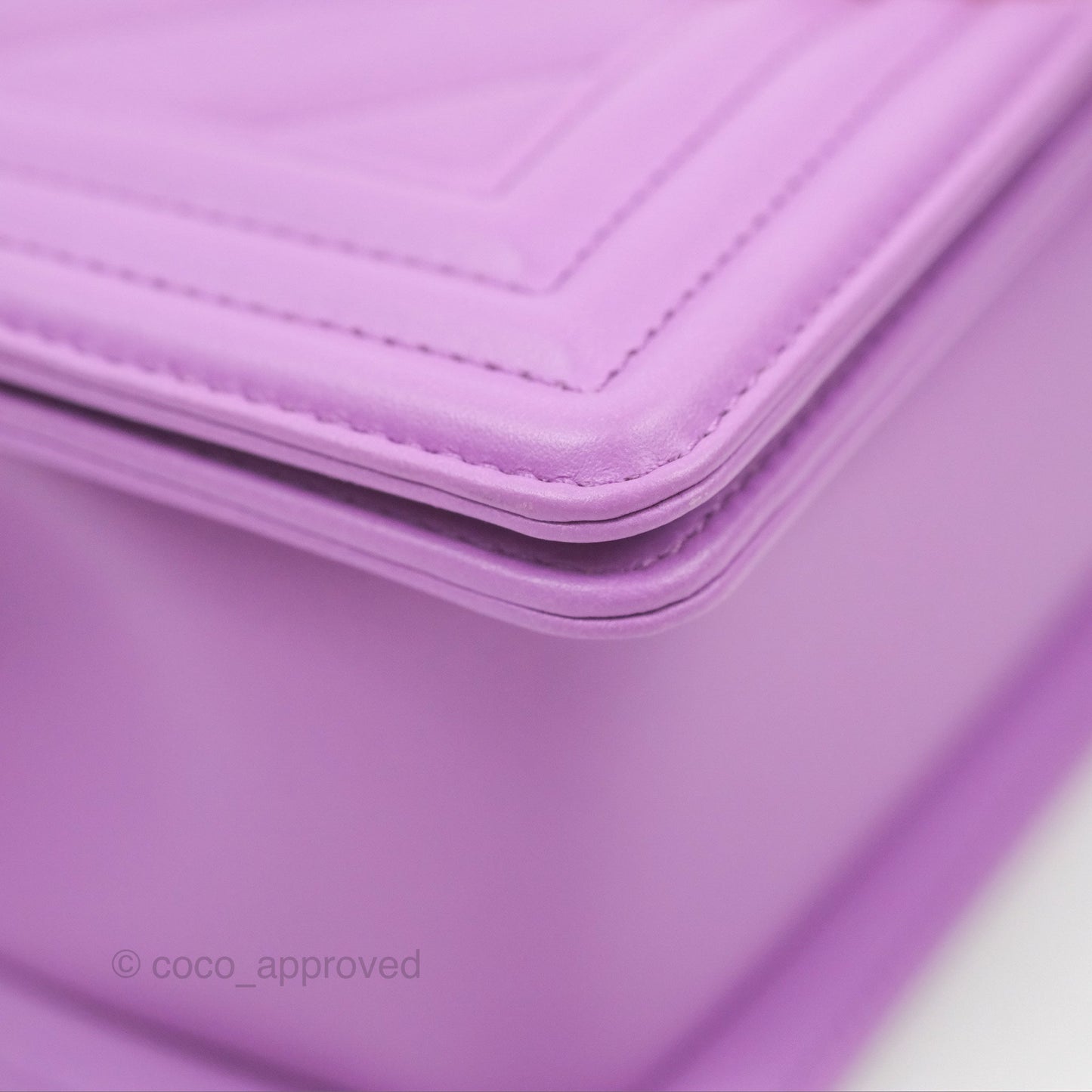 Chanel Chevron Small Boy Purple Calfskin Gold Hardwa
