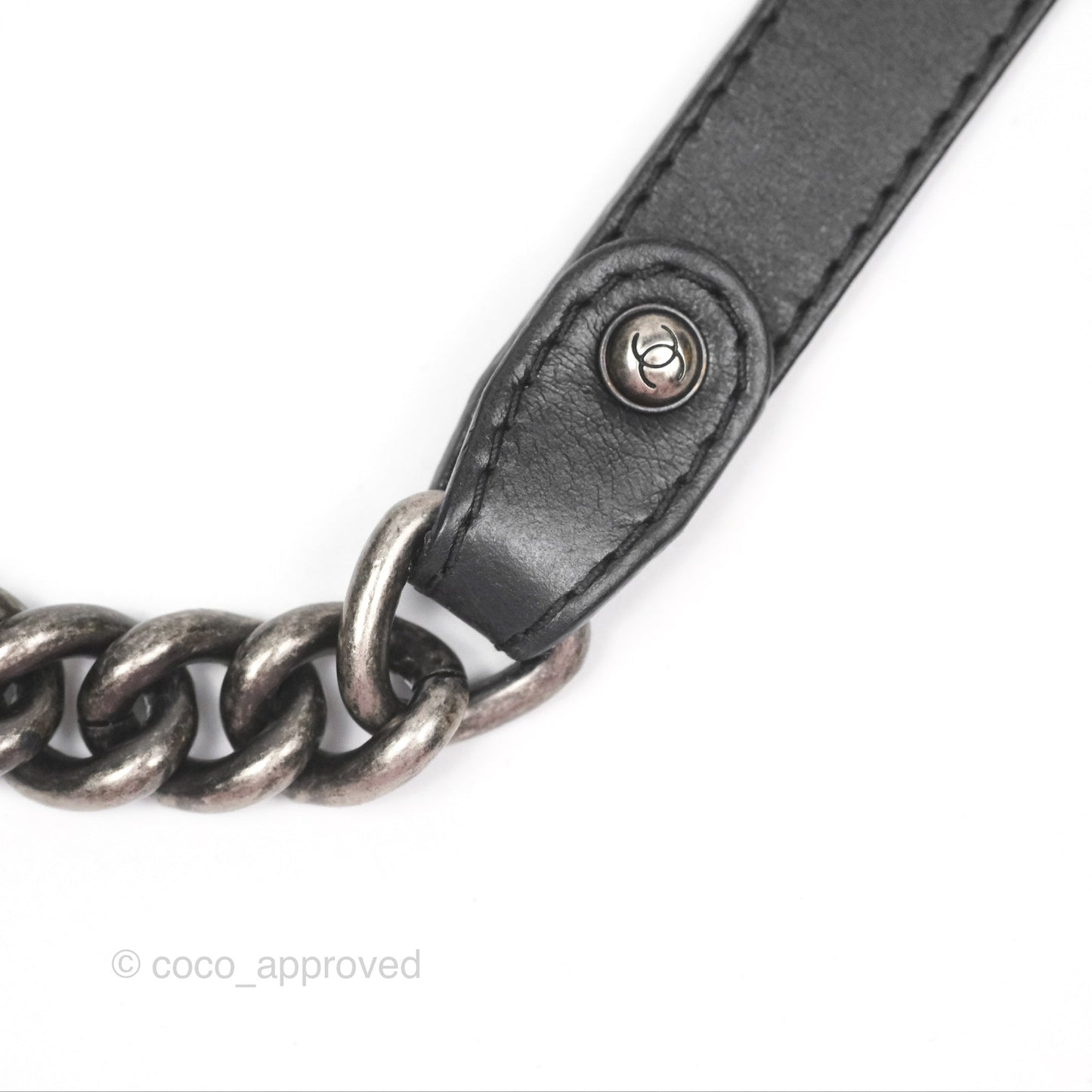 Chanel Small Chain Around Top Handle Boy Black Calfskin Ruthenium Hardware