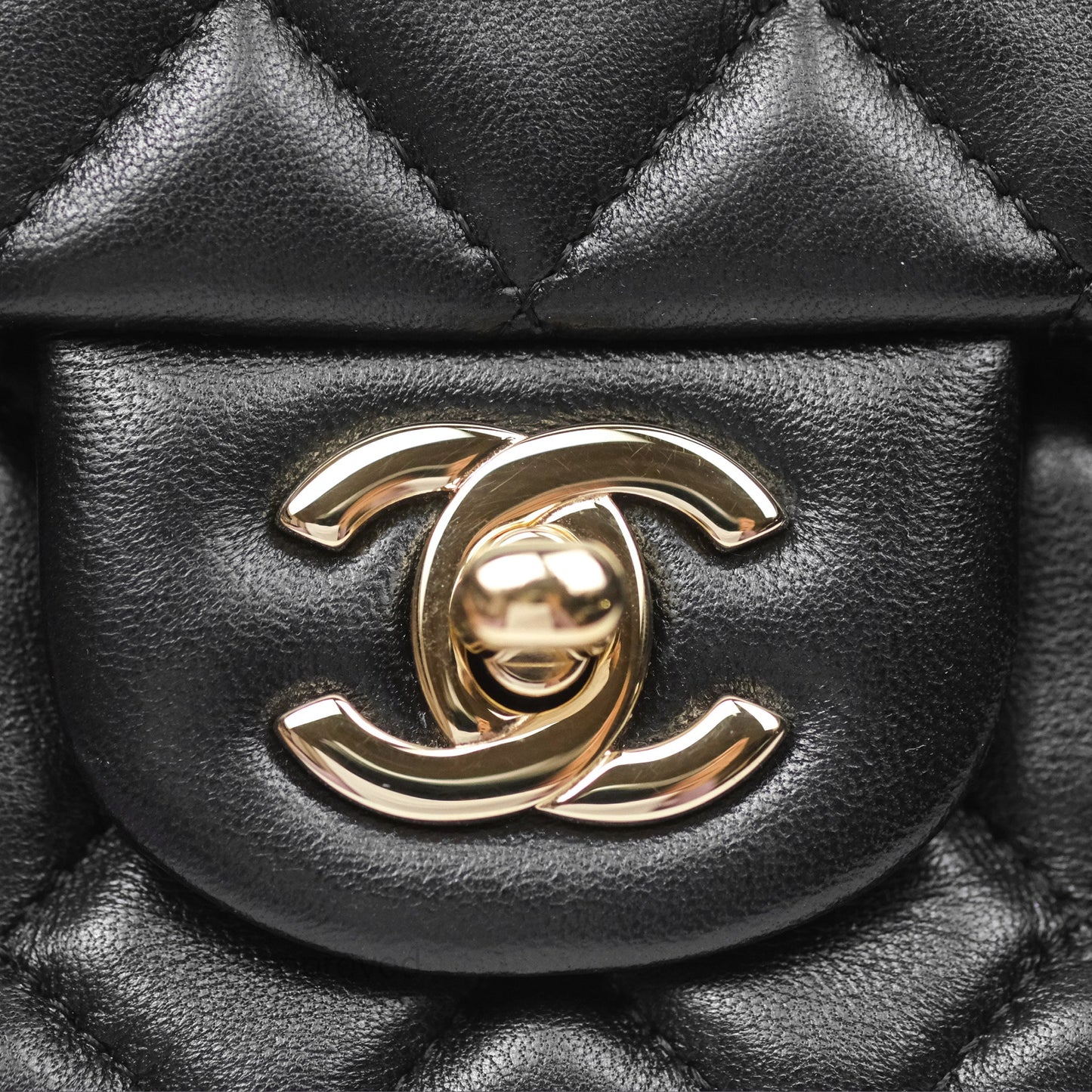 Chanel Mini Rectangular Flap Quilted Black Lambskin Gold Hardware