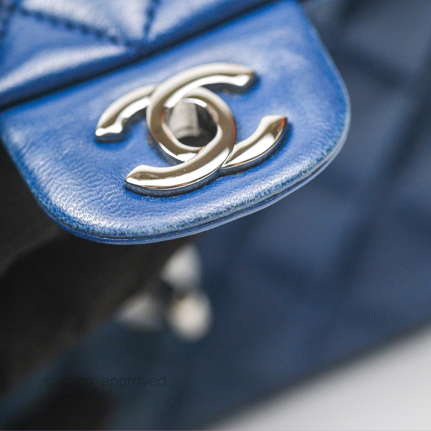 Chanel Mini Rectangular Flap Quilted Navy Lambskin Silver Hardware