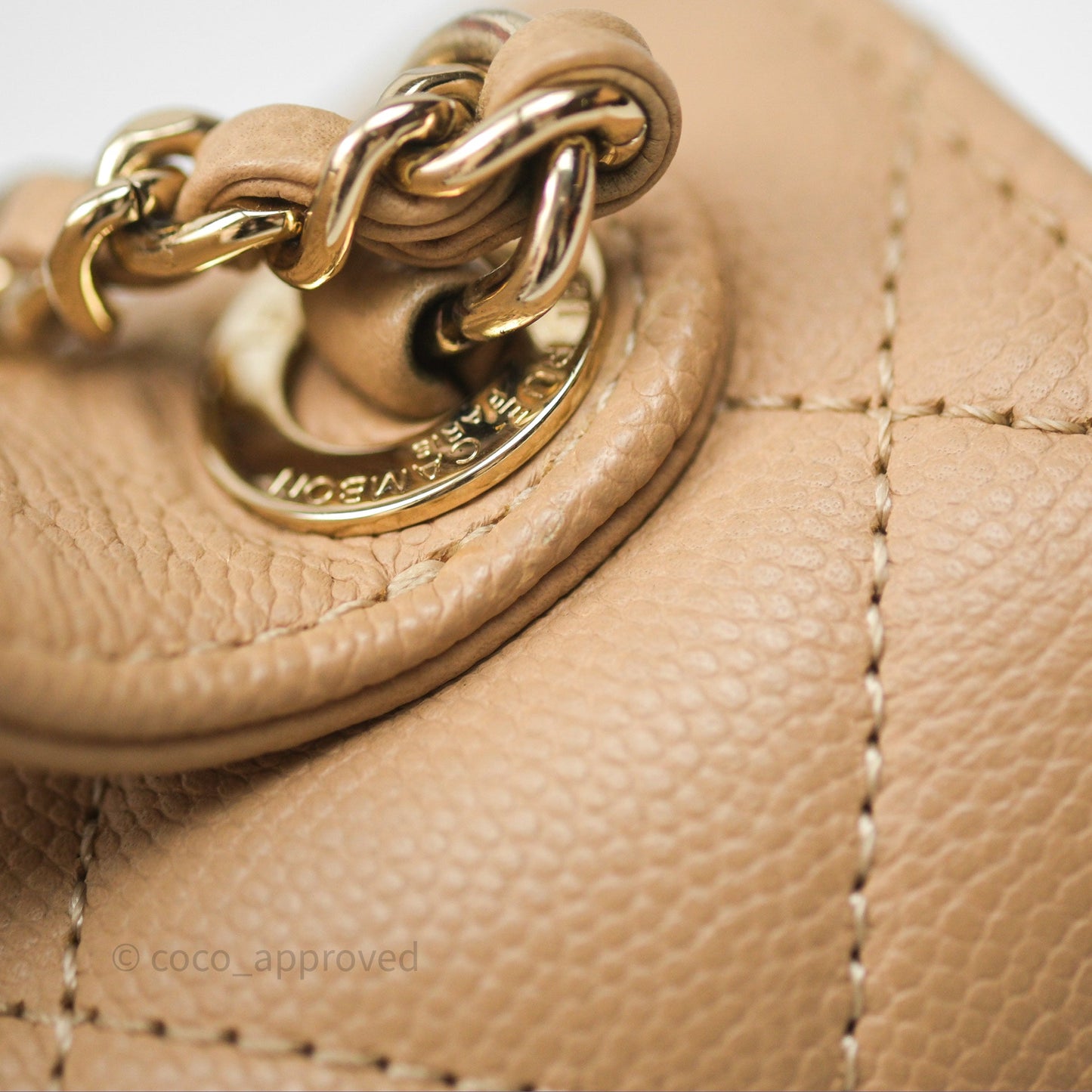 Chanel Quilted Small Business Affinity Flap Beige Caviar Gold Hardware