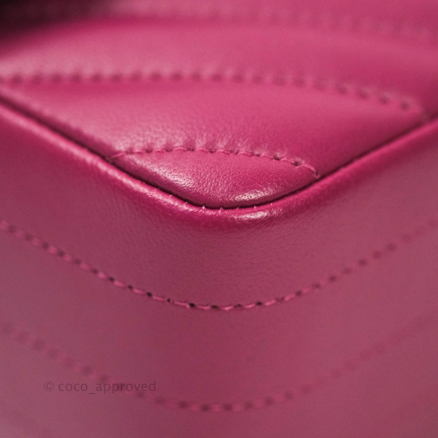 Chanel Chevron Mini Rectangular Lambskin Flap Dark Pink Gold Hardware