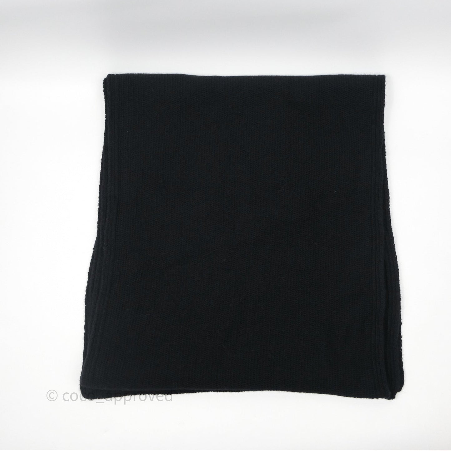 Chanel Chain Logo Scarf Wool Cashmere Black