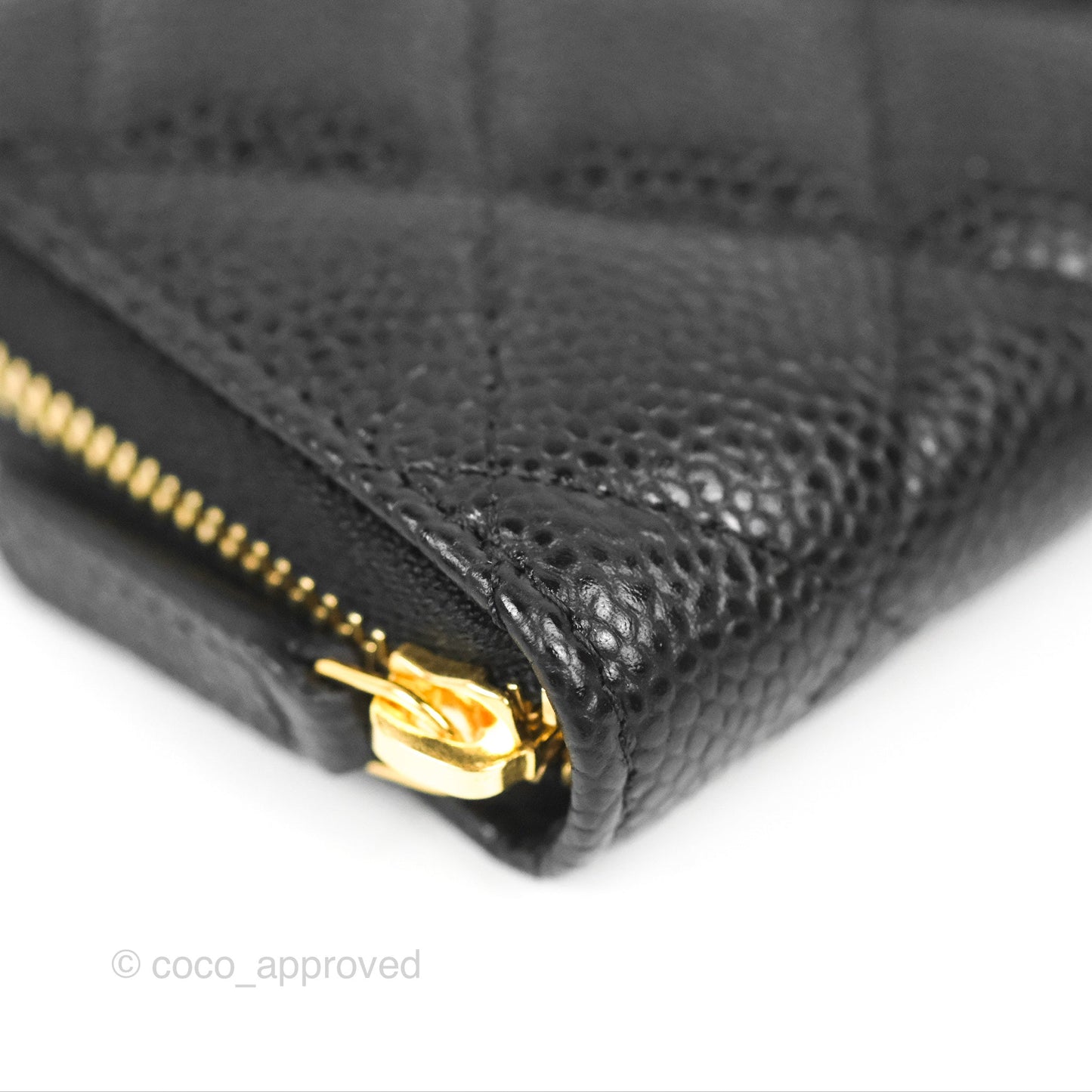 Chanel Classic Quilted Zipped Coin Purse Black Caviar Gold Hardware