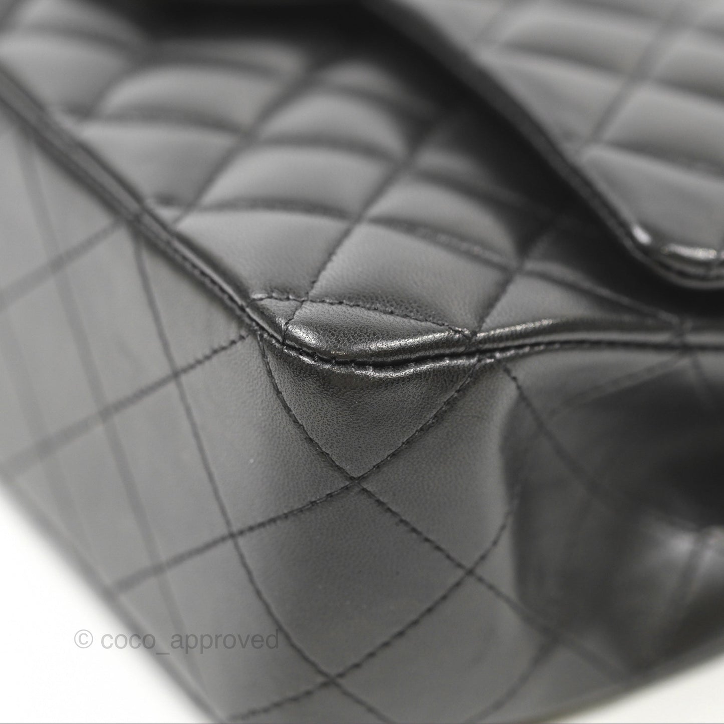 Chanel Classic M/L Medium Flap Quilted Black Lambskin Silver Hardware