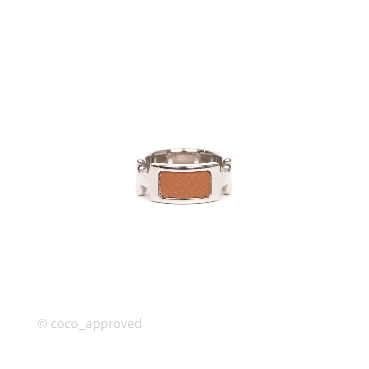Hermès Olympe Ring Medium Model Gold 37 Epsom Silver Hardware