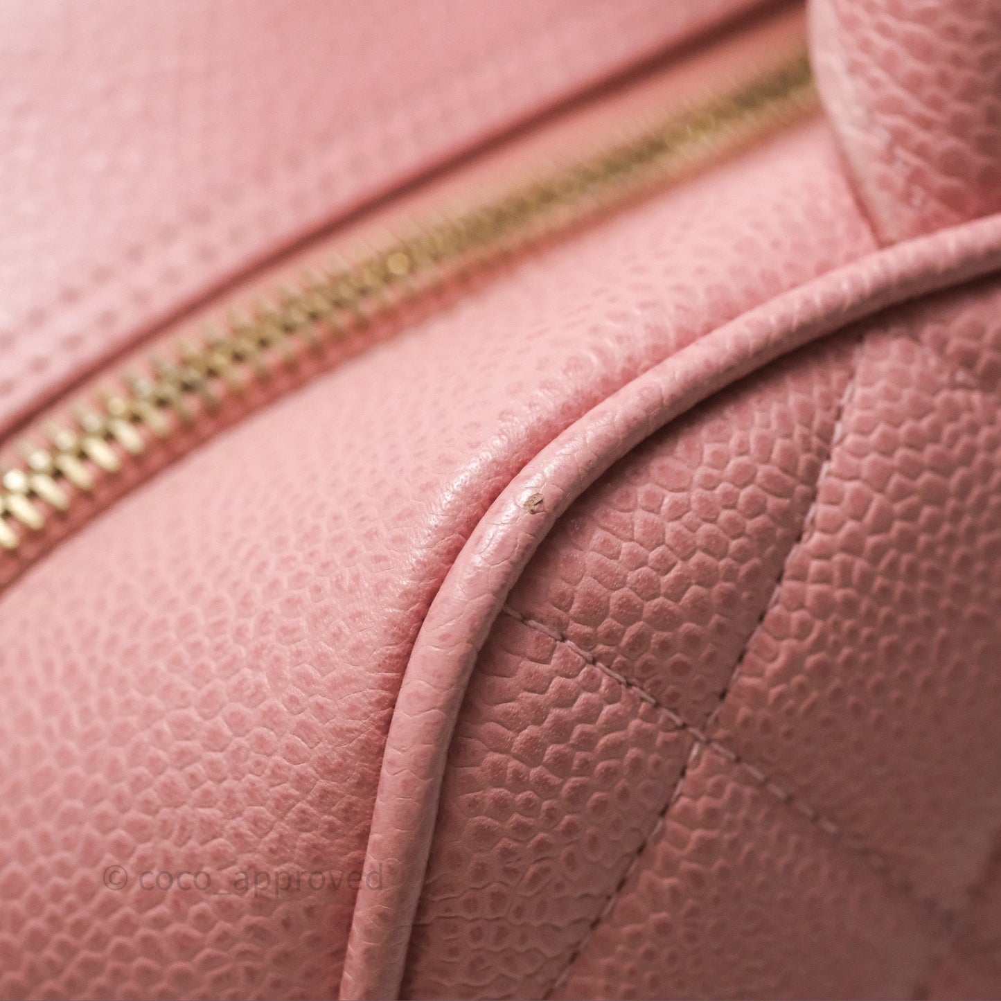 Chanel Vintage Mini CC Boston Bag Sakura Pink Caviar Gold Hardware