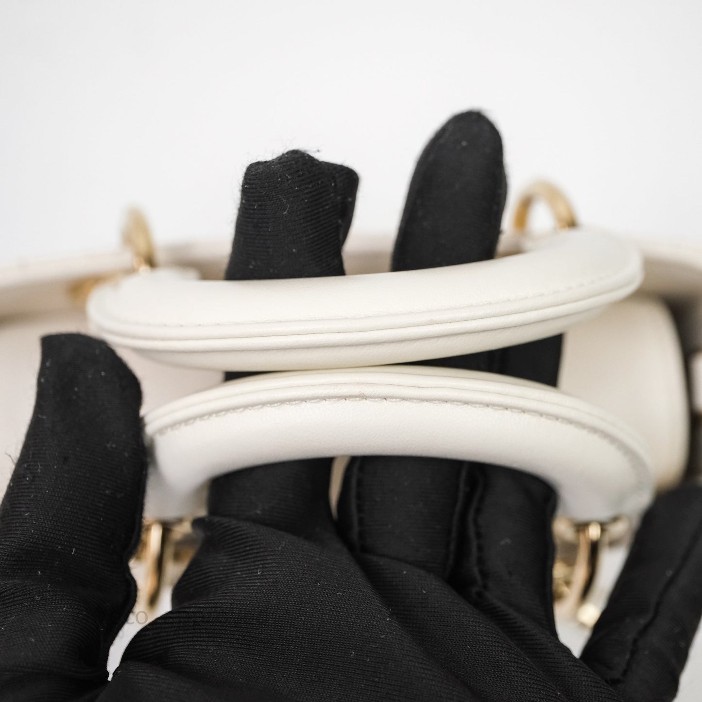 Christian Dior Micro Lady D-Joy Bag Latte Cannage Lambskin Gold Hardware