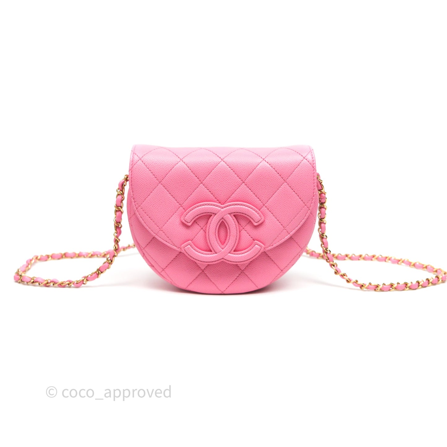 Chanel Quilted Mini Messenger Bag Pink Caviar Gold Hardware 23P