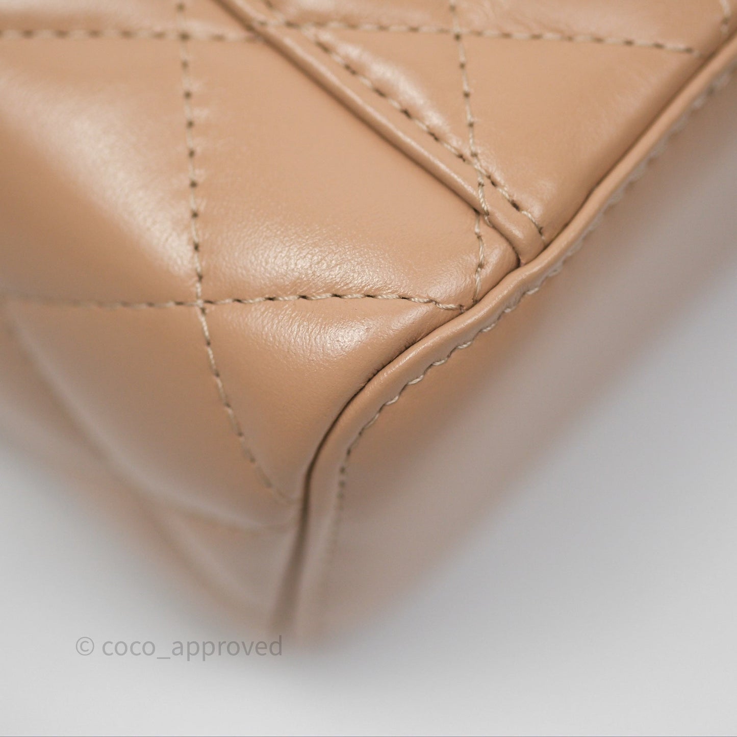 Chanel Quilted Mini Perfect Fit Vanity With Chain Beige Calfskin Aged Gold Hardware