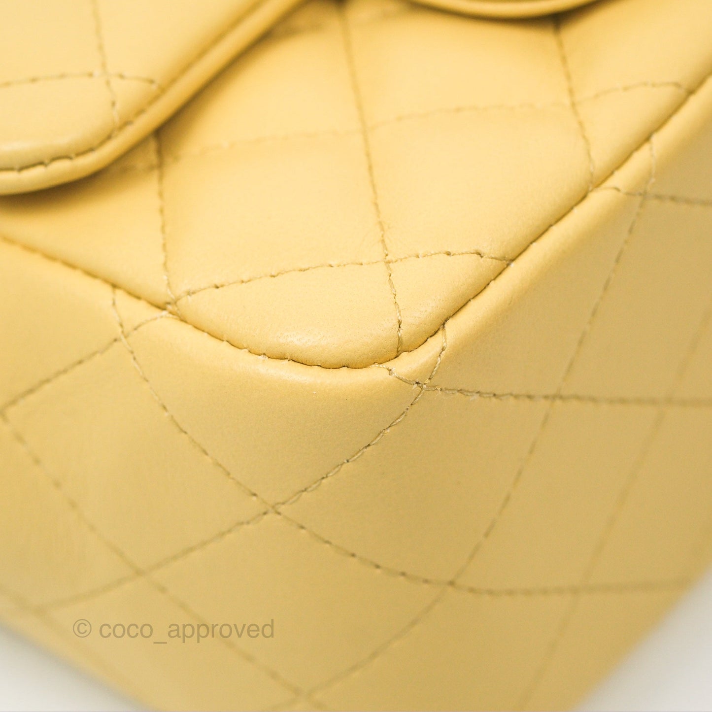 Chanel Quilted Mini Square Yellow Lambskin Gold Hardware