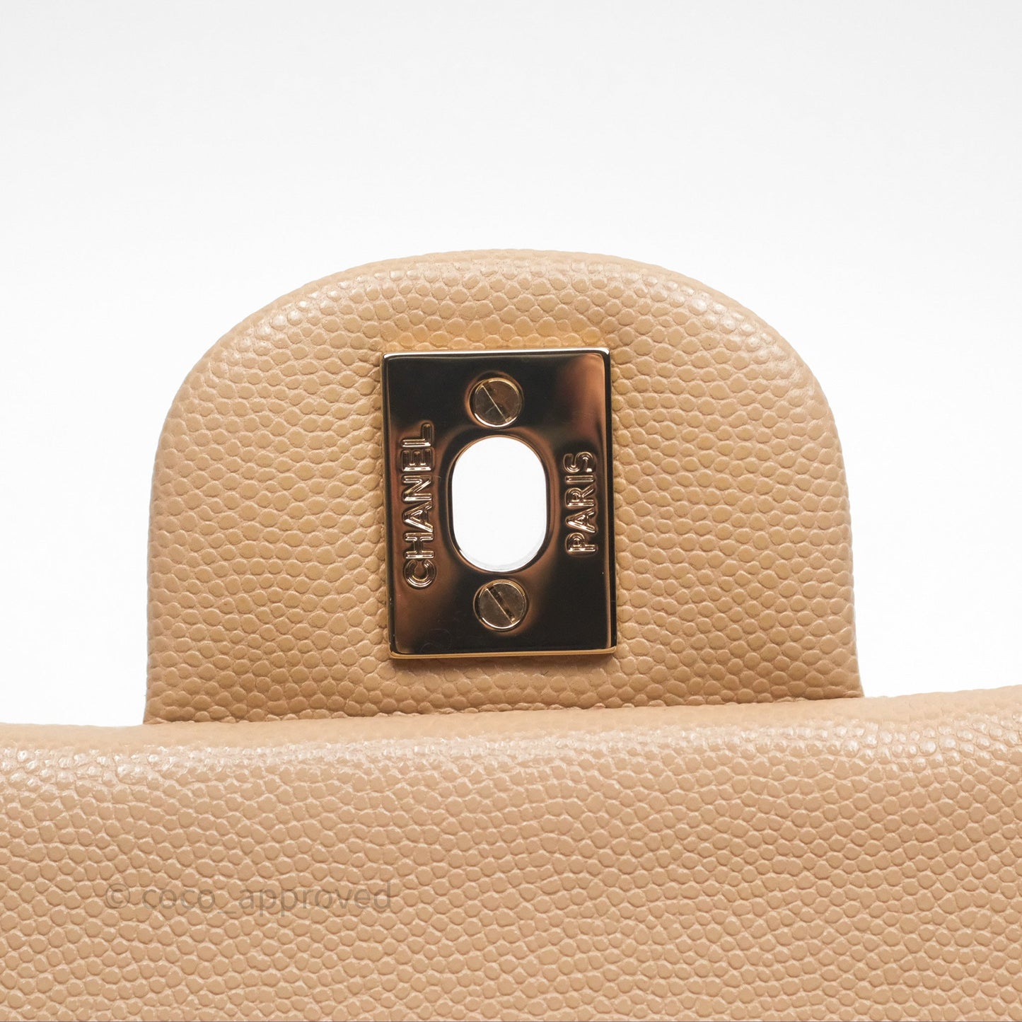 Chanel Classic M/L Medium Double Flap Dark Beige Caviar Gold Hardware 19B