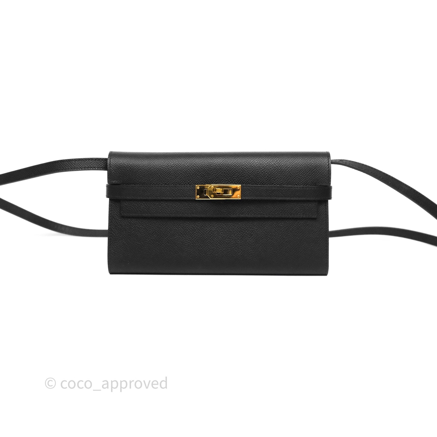 Hermès Kelly Wallet Black Noir 89 Epsom Gold Hardware