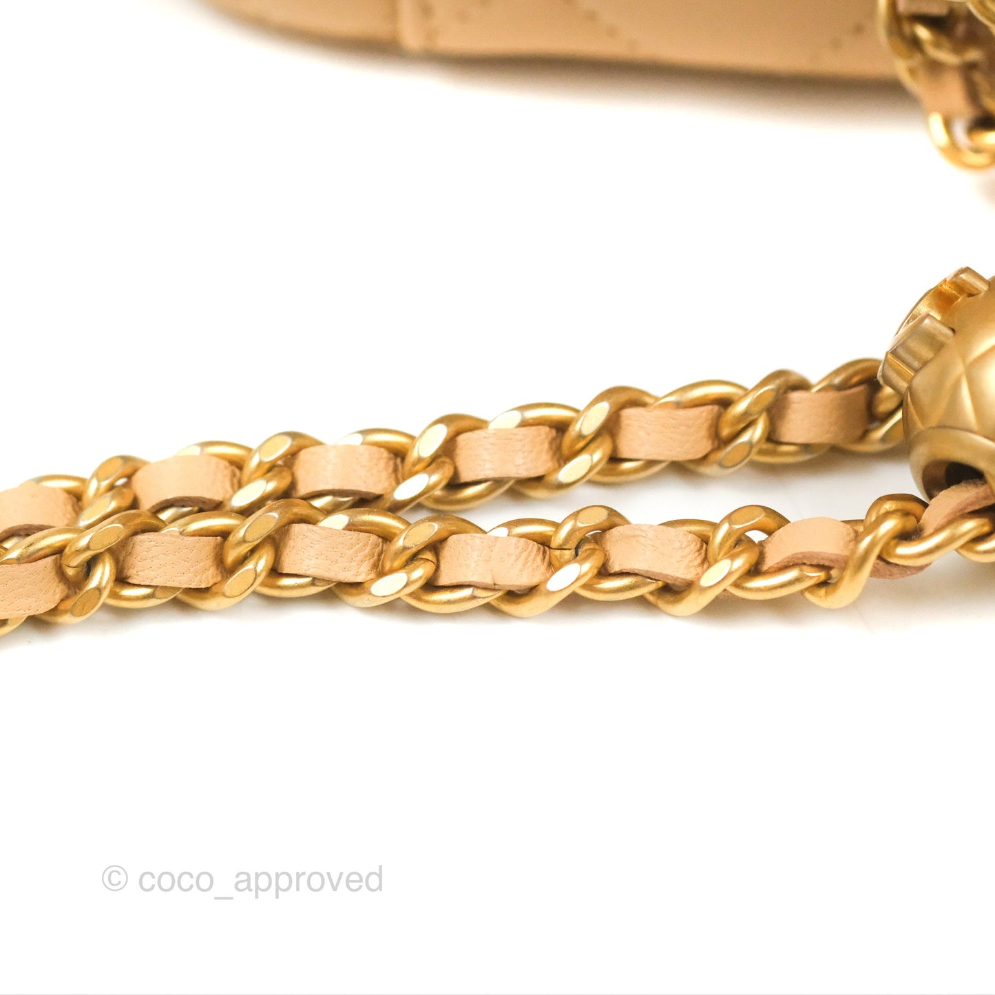 Chanel Mini Pearl Crush Vanity With Chain Beige Lambskin Aged Gold Hardware