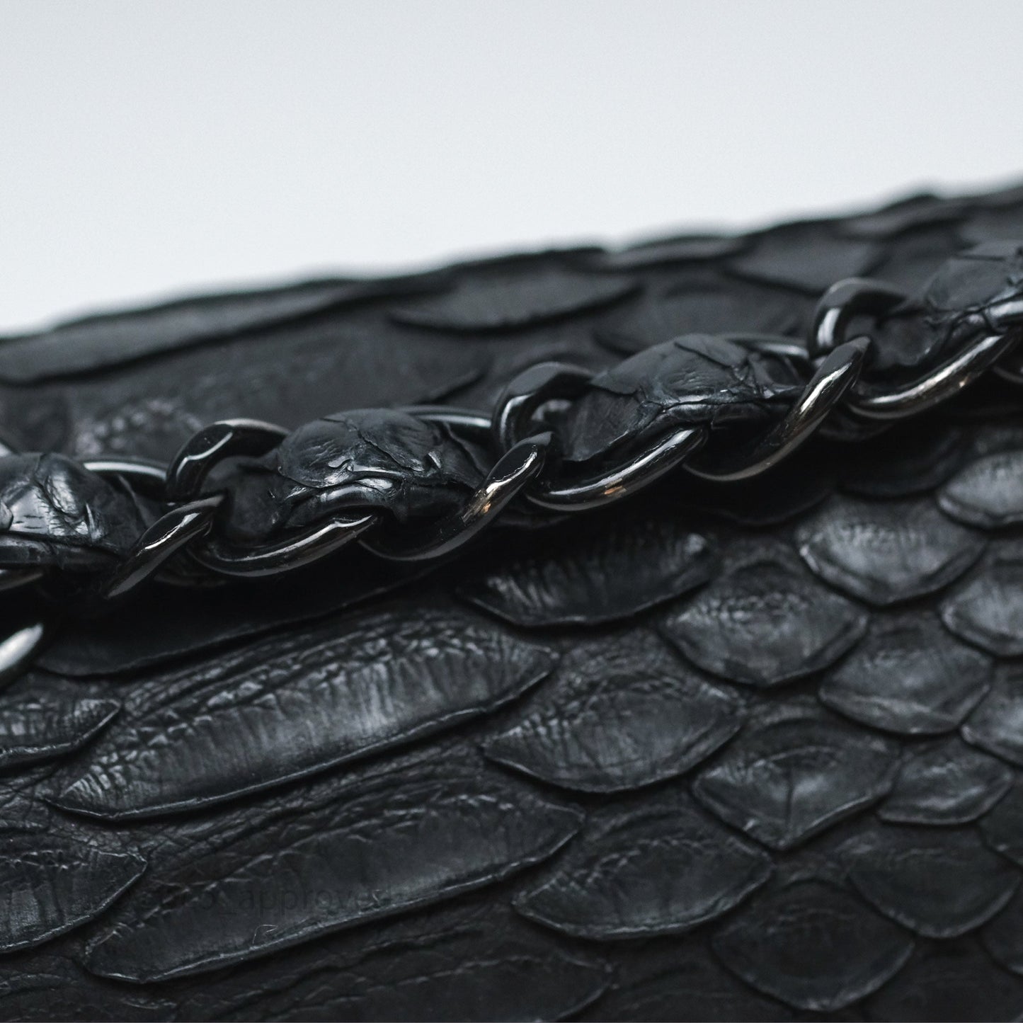 Chanel Classic M/L Medium Flap So Black Python Black Hardware
