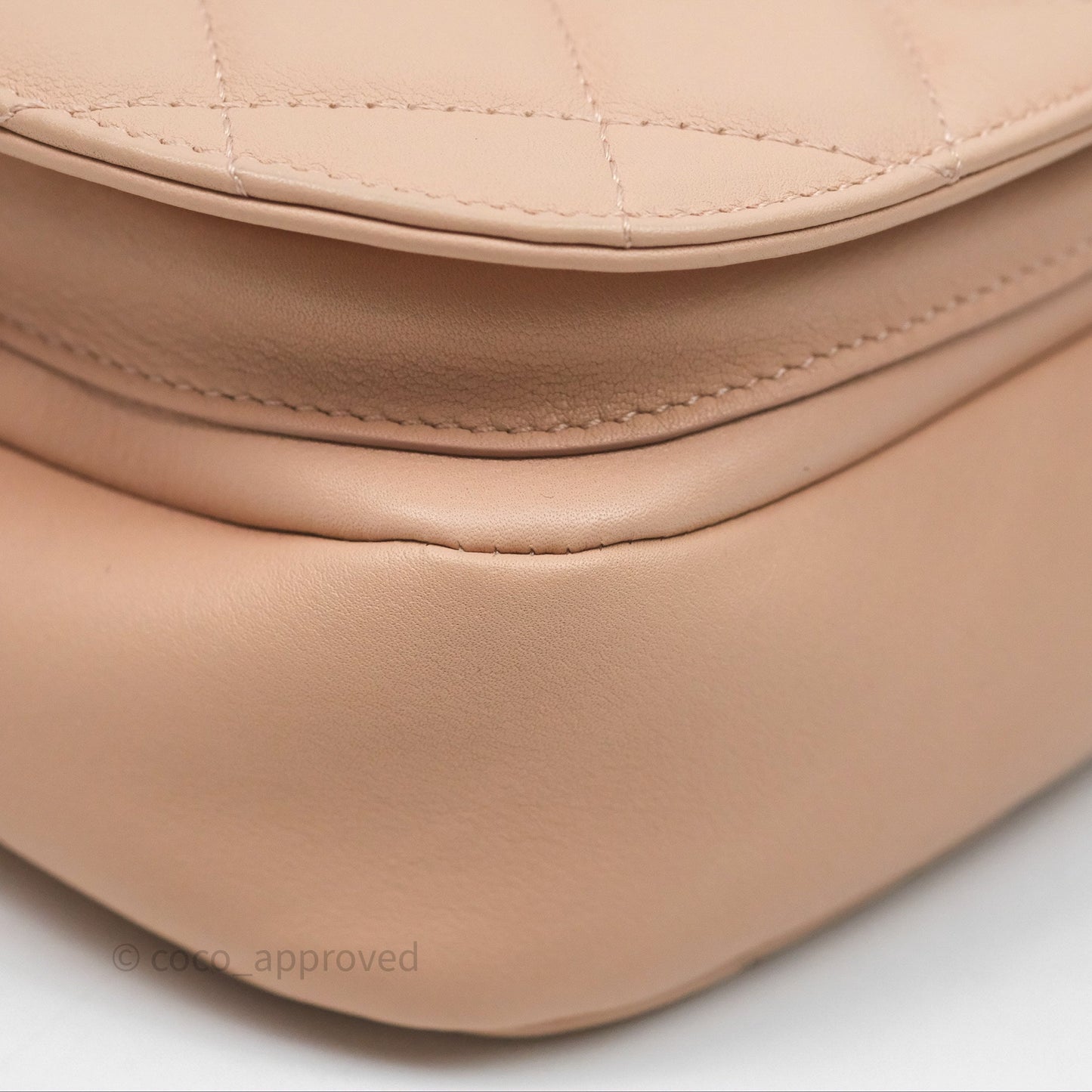 Chanel Messenger Bag Beige Pink Calfskin Aged Gold Hardware