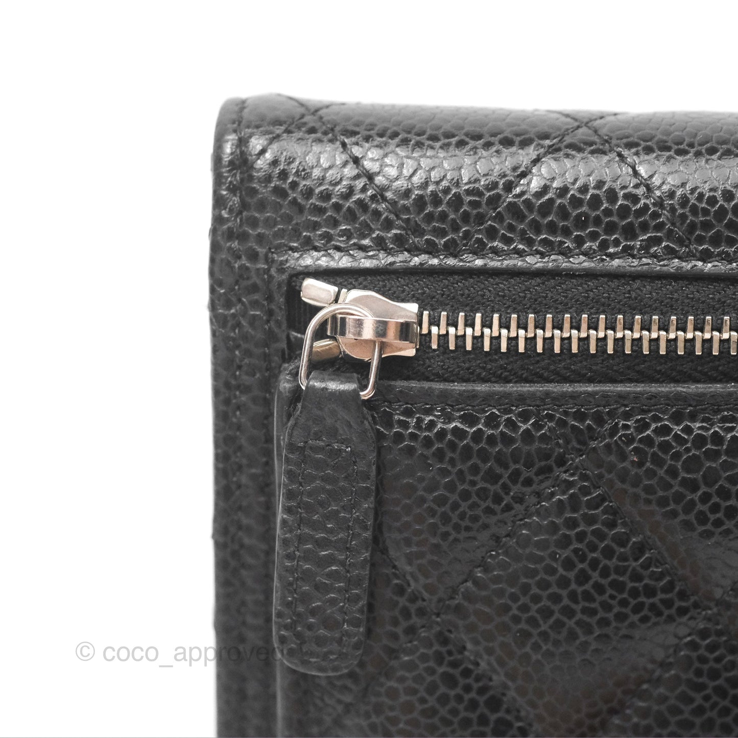 Chanel Classic Short Flap Wallet Black Caviar Silver Hardware