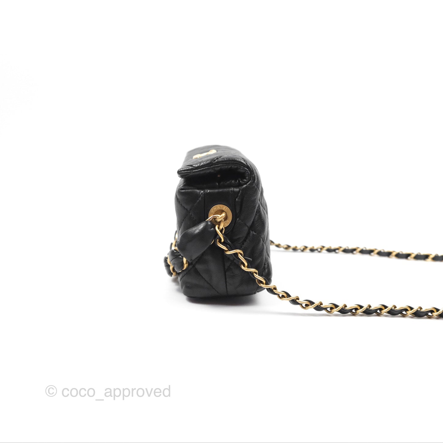 Chanel Small Hobo Bag Crumpled Black Lambskin Aged Gold Hardware 21S