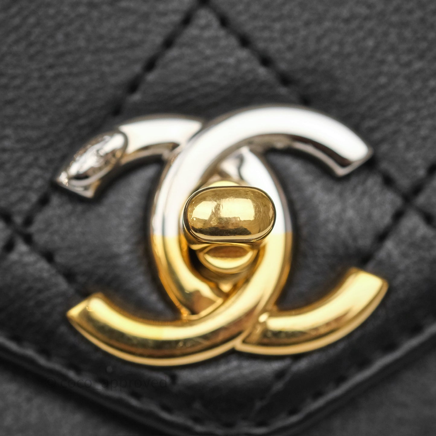 Chanel Small Precious Union Flap Black Calfskin Gold & Silver Hardware