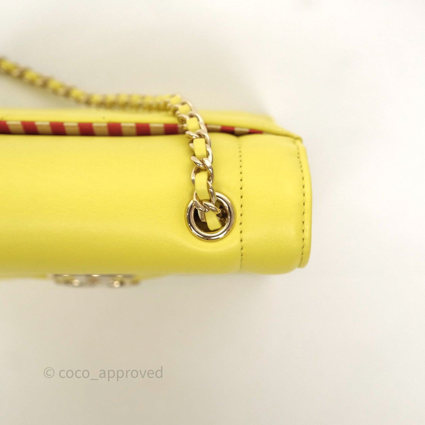 Chanel Chevron Square Envelope Flap Bag Yellow Calfskin Gold Hardware 19C