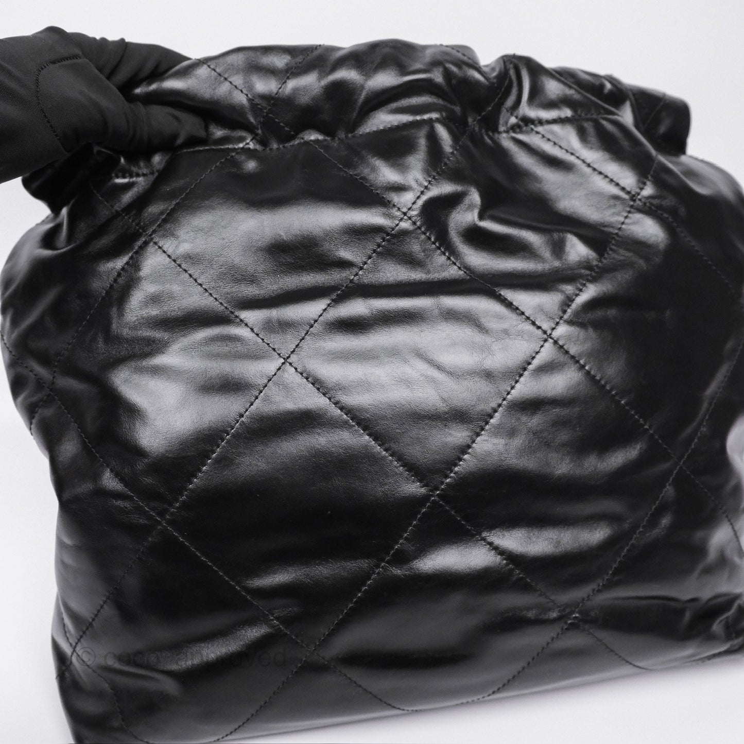 Chanel 22 Small Quilted So Black Shiny Crumpled Calfskin