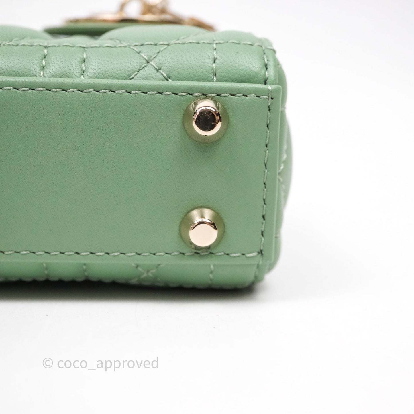 Christian Dior Micro Lady Dior Green Lambskin Cannage Gold Hardware