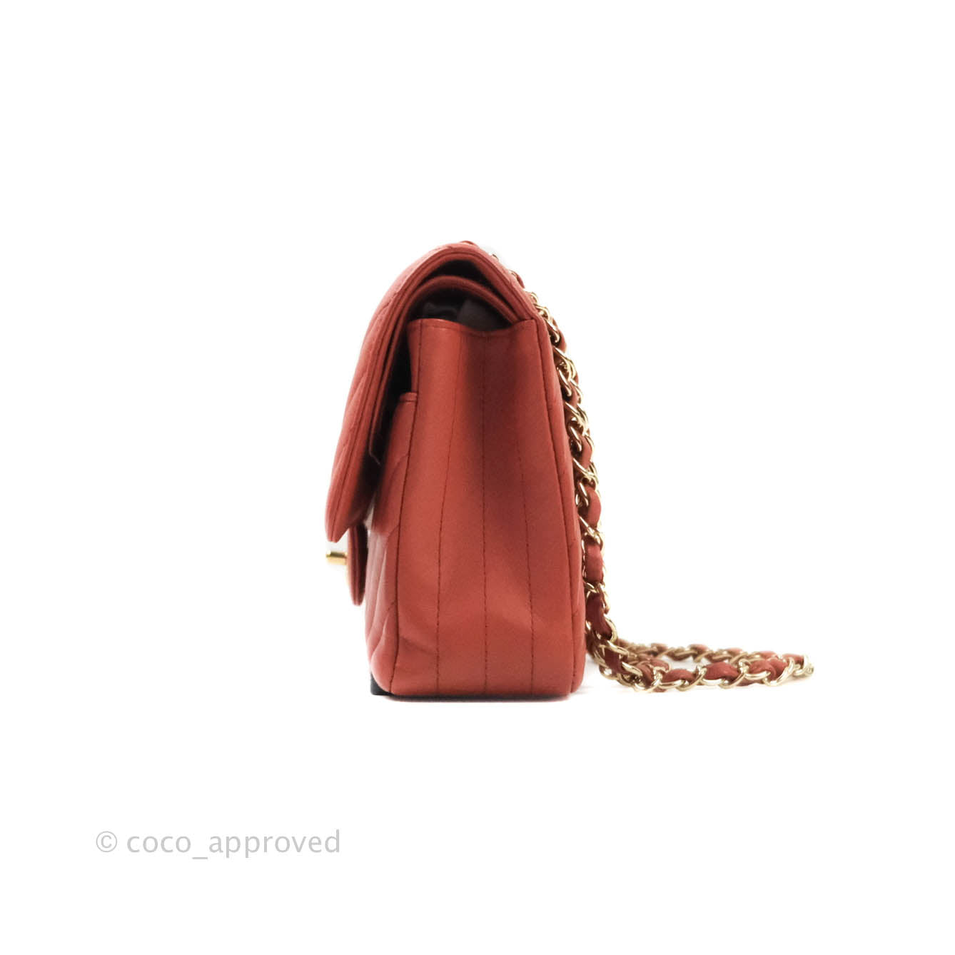 Chanel Classic Chevron M/L Medium Double Flap Rose Pink Lambskin Gold Hardware
