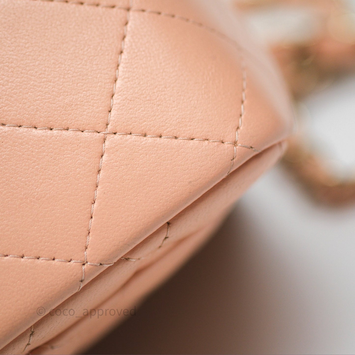 Chanel Mini Square Flap Quilted Beige Pink Lambskin Gold Hardware