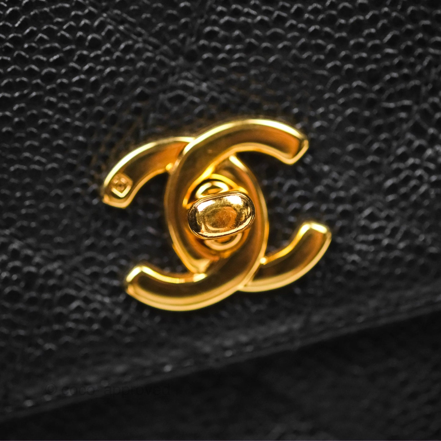 Chanel Vintage Quilted Shoulder Bag Black Caviar 24K Gold Hardware