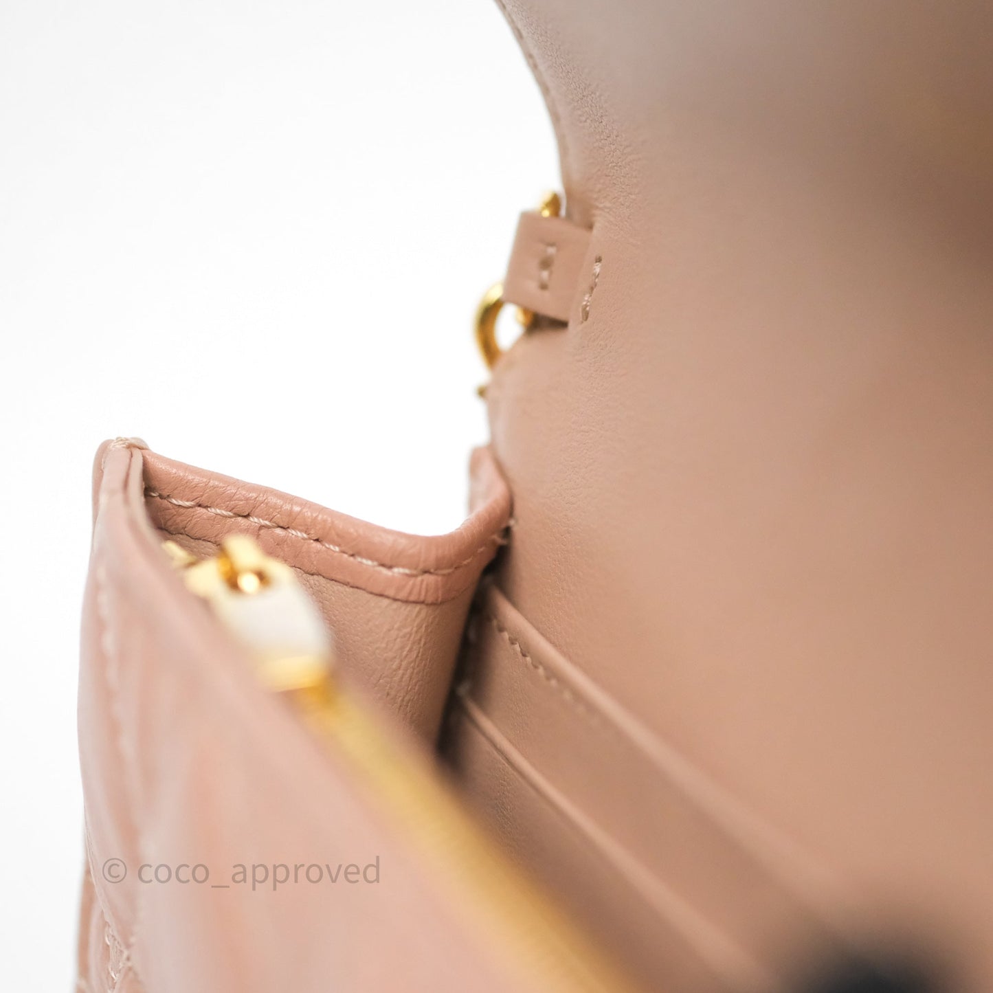 Christian Dior Caro Pouch with Chain In Supple Pink Cannage Calfskin