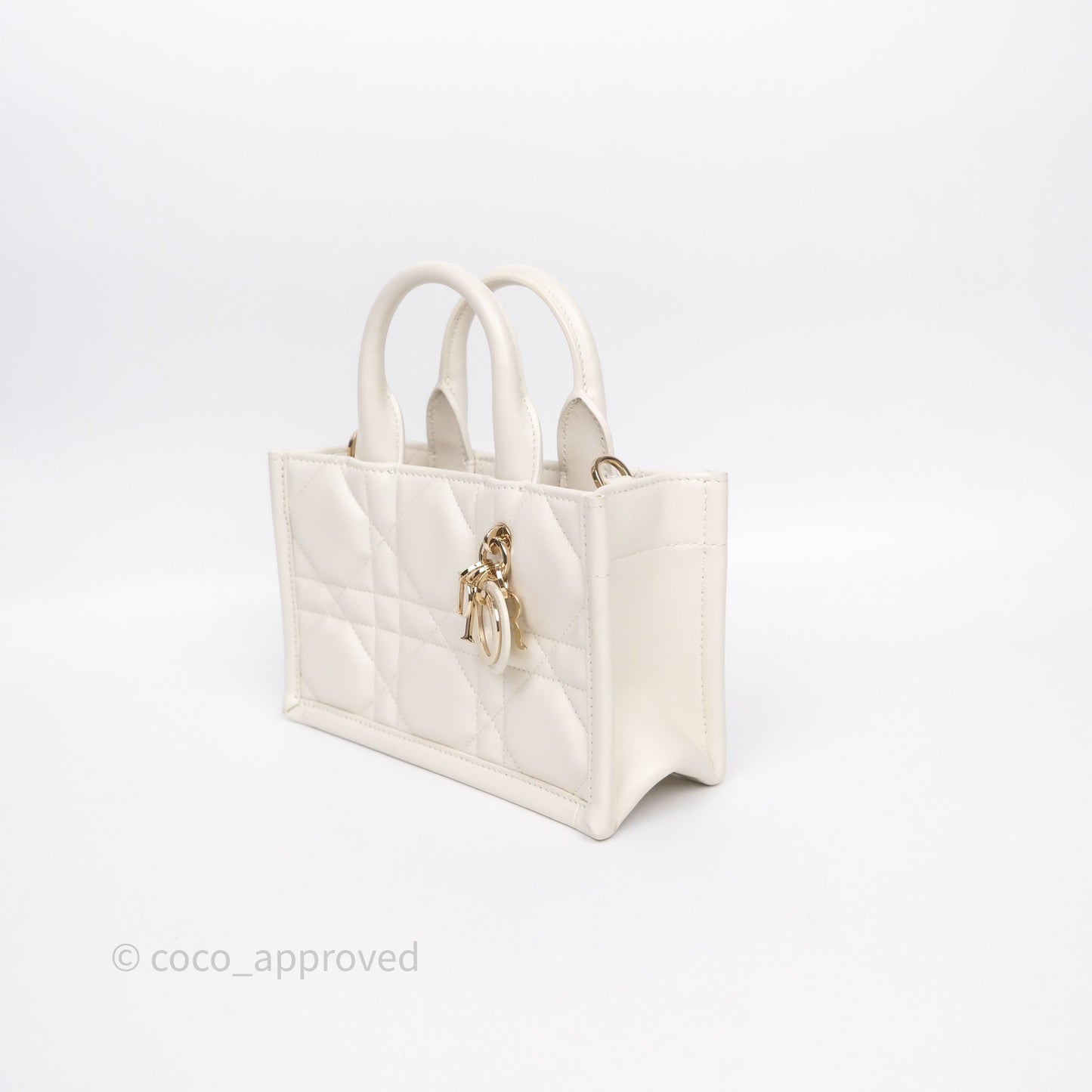 Christian Dior Mini Dior Book Tote Latte Macrocannage Calfskin Gold Hardware