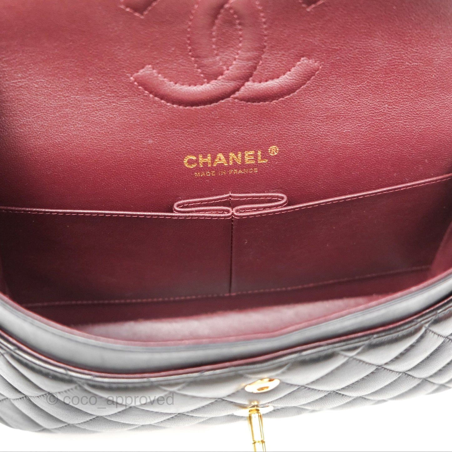 Chanel Classic M/L Medium Flap Quilted Black Lambskin Gold Hardware
