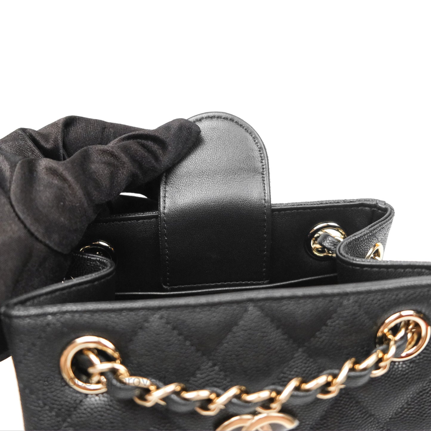 Chanel Mini Bucket Tote Black Caviar Gold Hardware 22S