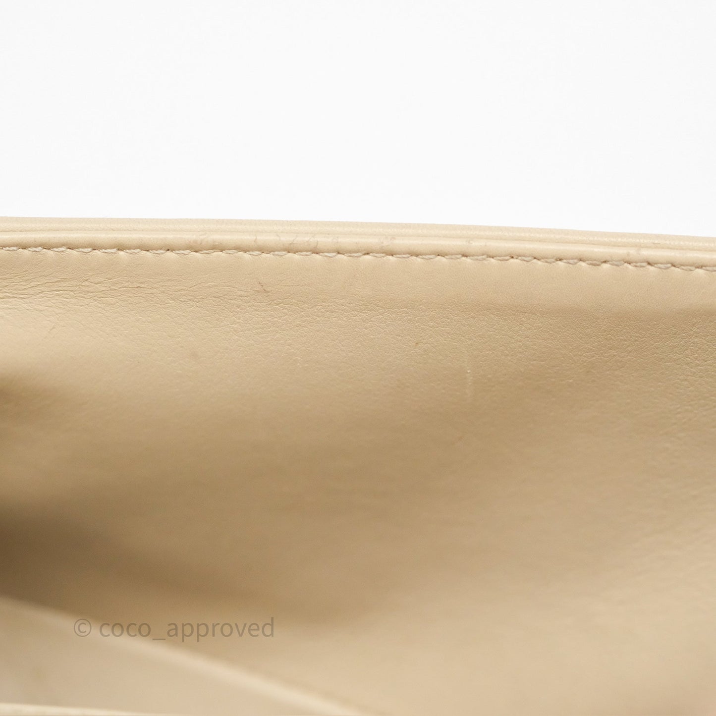 Chanel Small Boy Stingray Beige Antique Gold Hardware