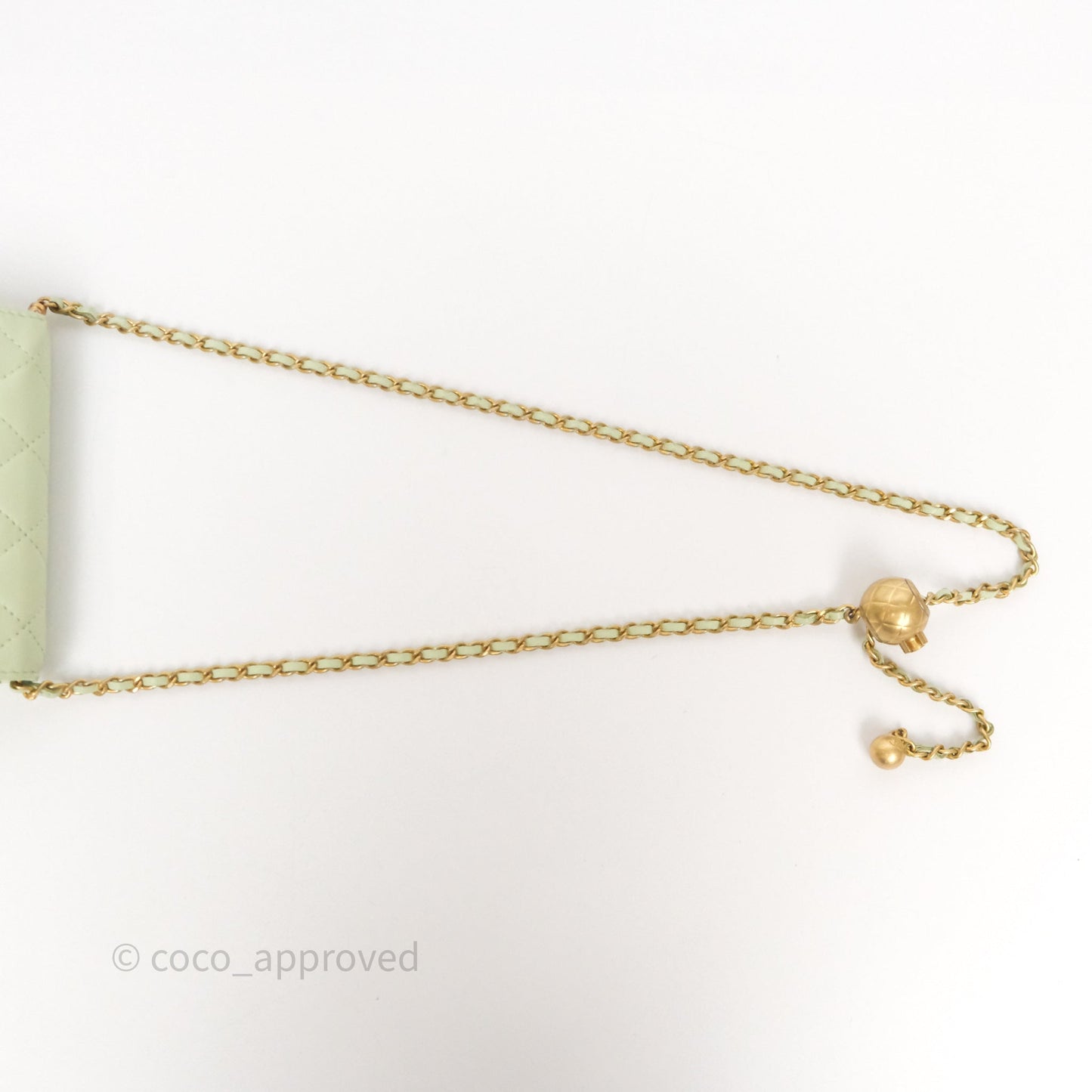 Chanel Pearl Crush Mini Clutch Belt Bag Green Lambskin Aged Gold Hardware