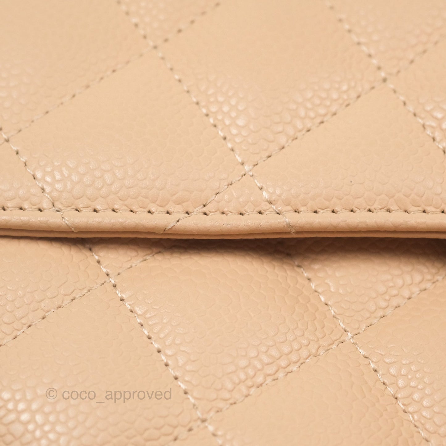 Chanel Jumbo Single Flap Quilted Beige Caviar Gold Hardware