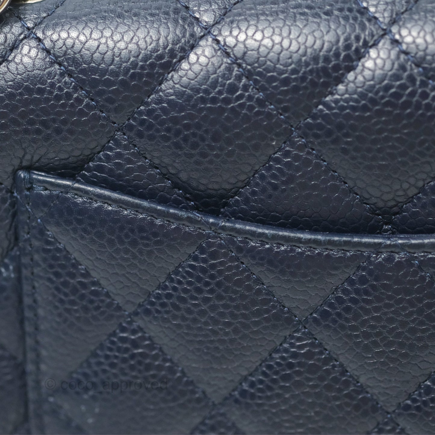 Chanel Quilted Mini Rectangular Flap Navy Caviar Silver Hardware