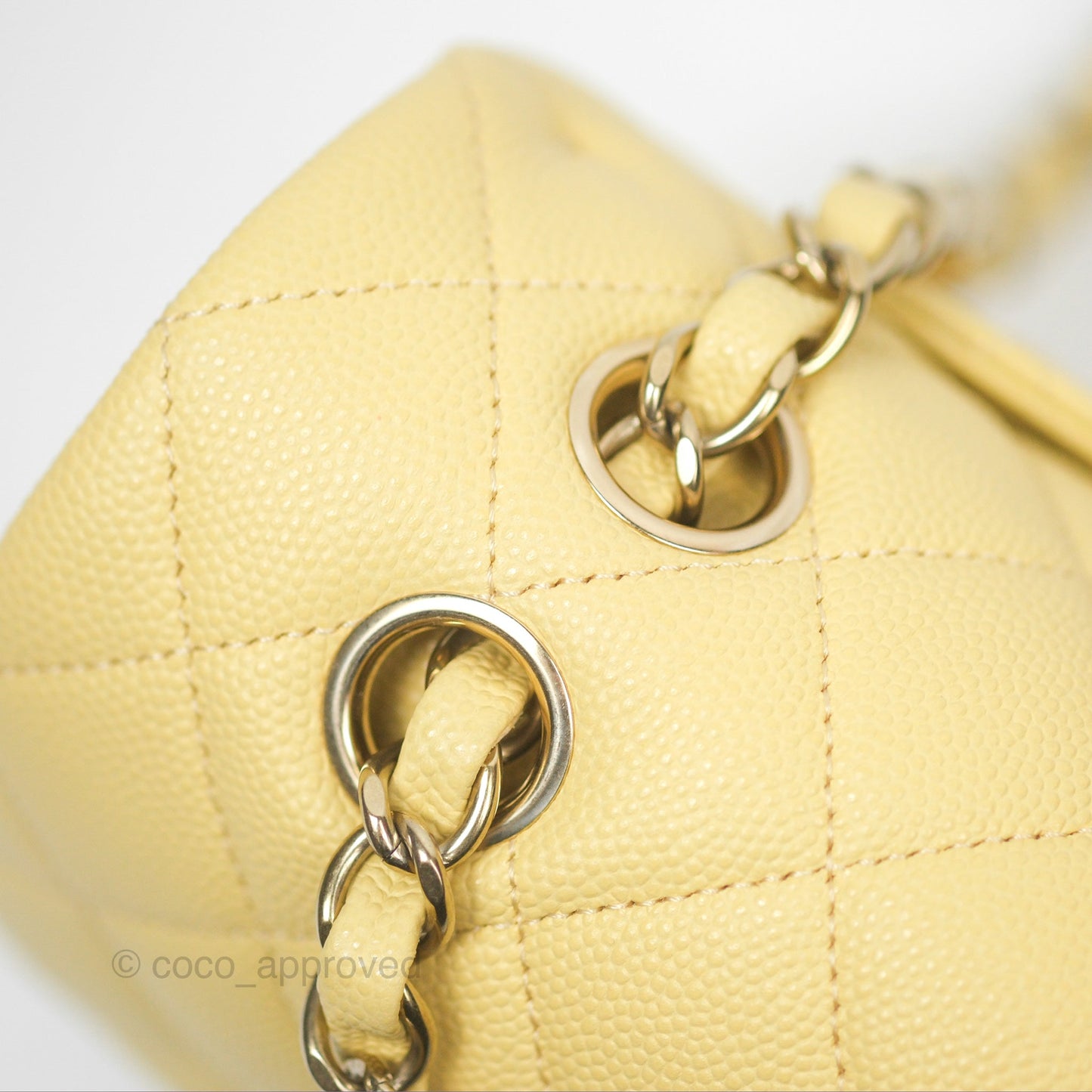 Chanel Small Classic Quilted Flap Yellow Caviar Gold Hardware
