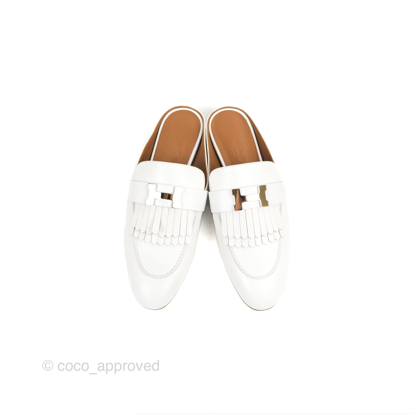 Hermes Rivoli Mule White Palladium Hardware Size 38.5