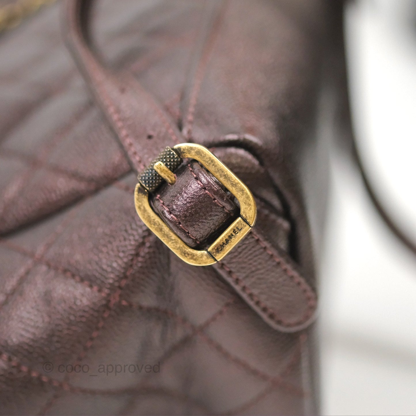 Chanel Quilted Filigree Backpack Iridescent Burgundy Caviar