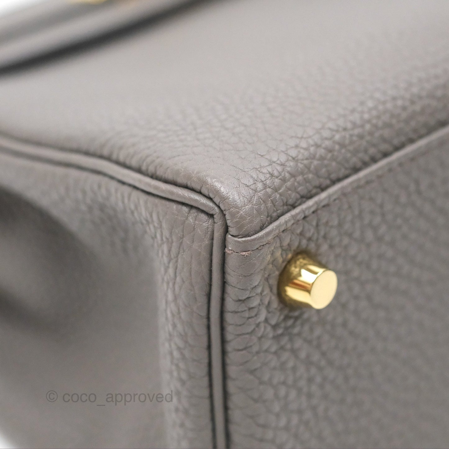 Hermès Retourne Kelly 25 Gris Etain 8F Togo Gold Hardware