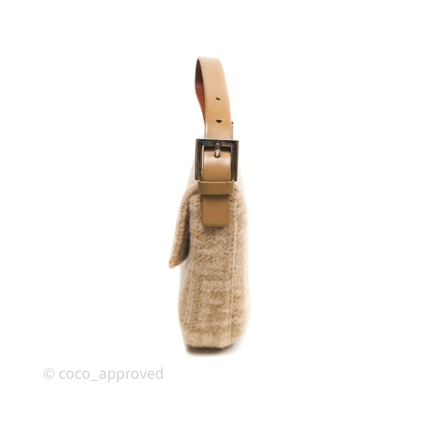 Fendi Vintage Baguette Shoulder Bag Wool Beige
