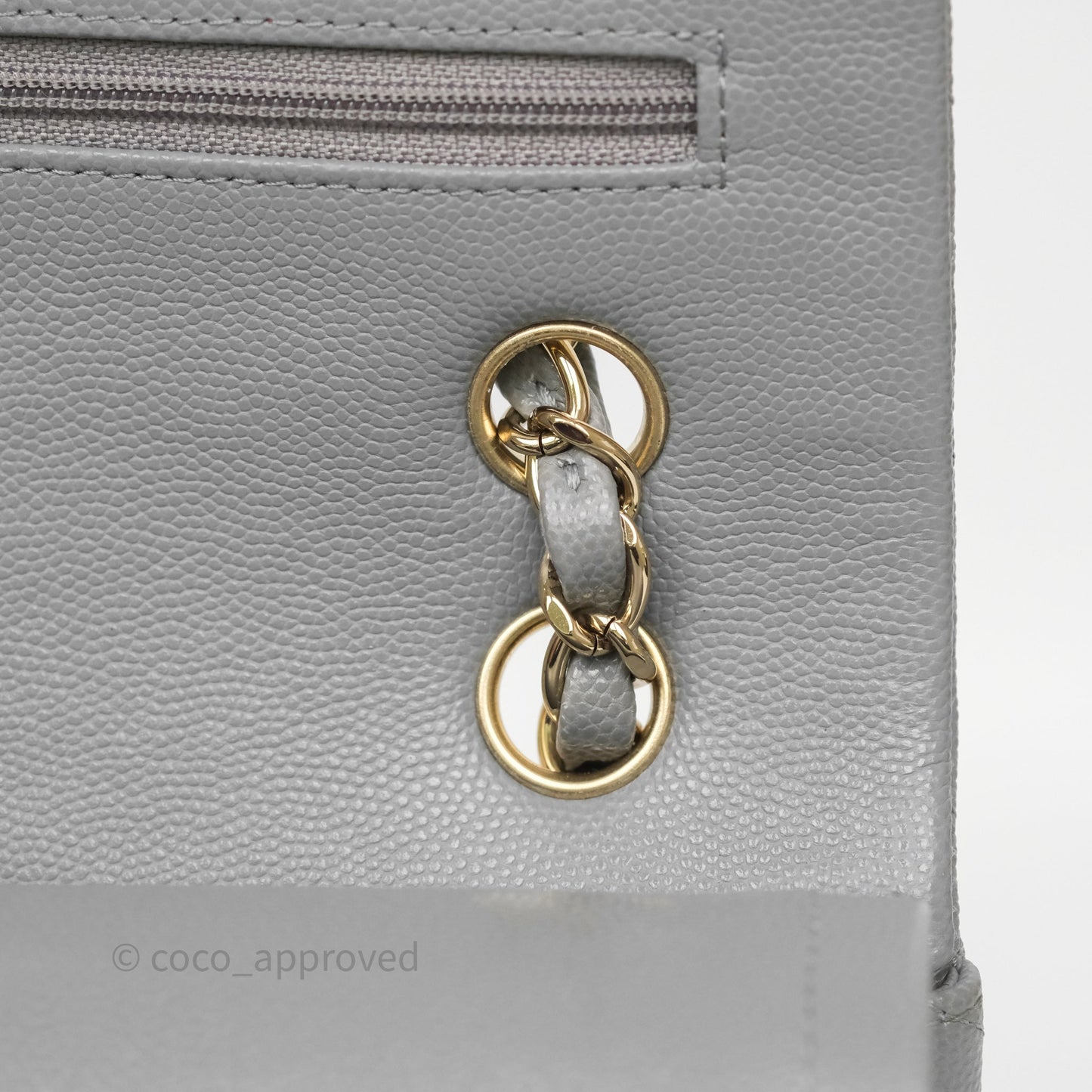 Chanel Small Classic Flap Quilted Grey Caviar Gold Hardware