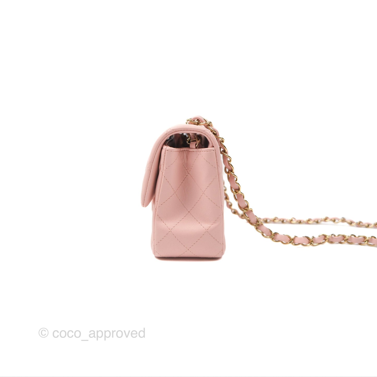 Chanel Quilted Mini Rectangular Flap Baby Pink Lambskin Gold Hardware