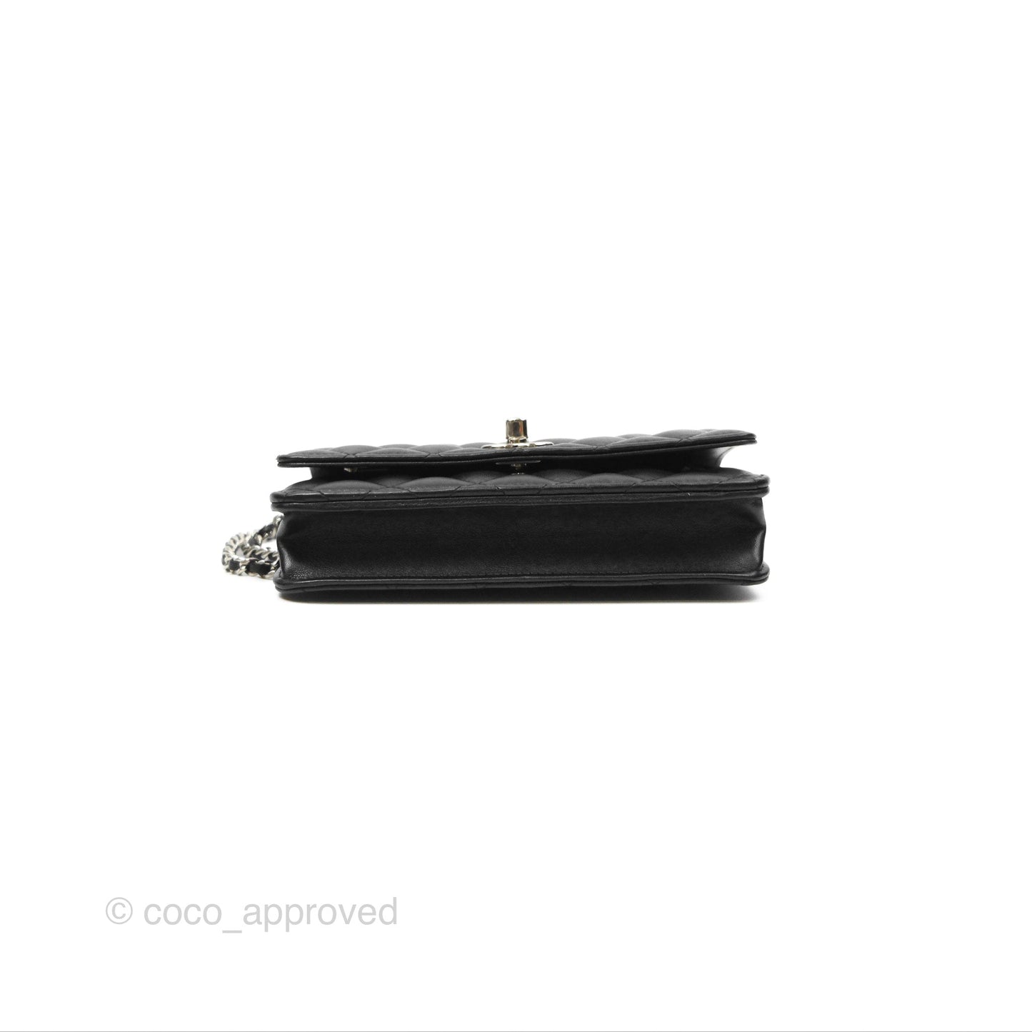 Chanel Gradient CC Wallet On Chain WOC Black Lambskin Silver Hardware 23K