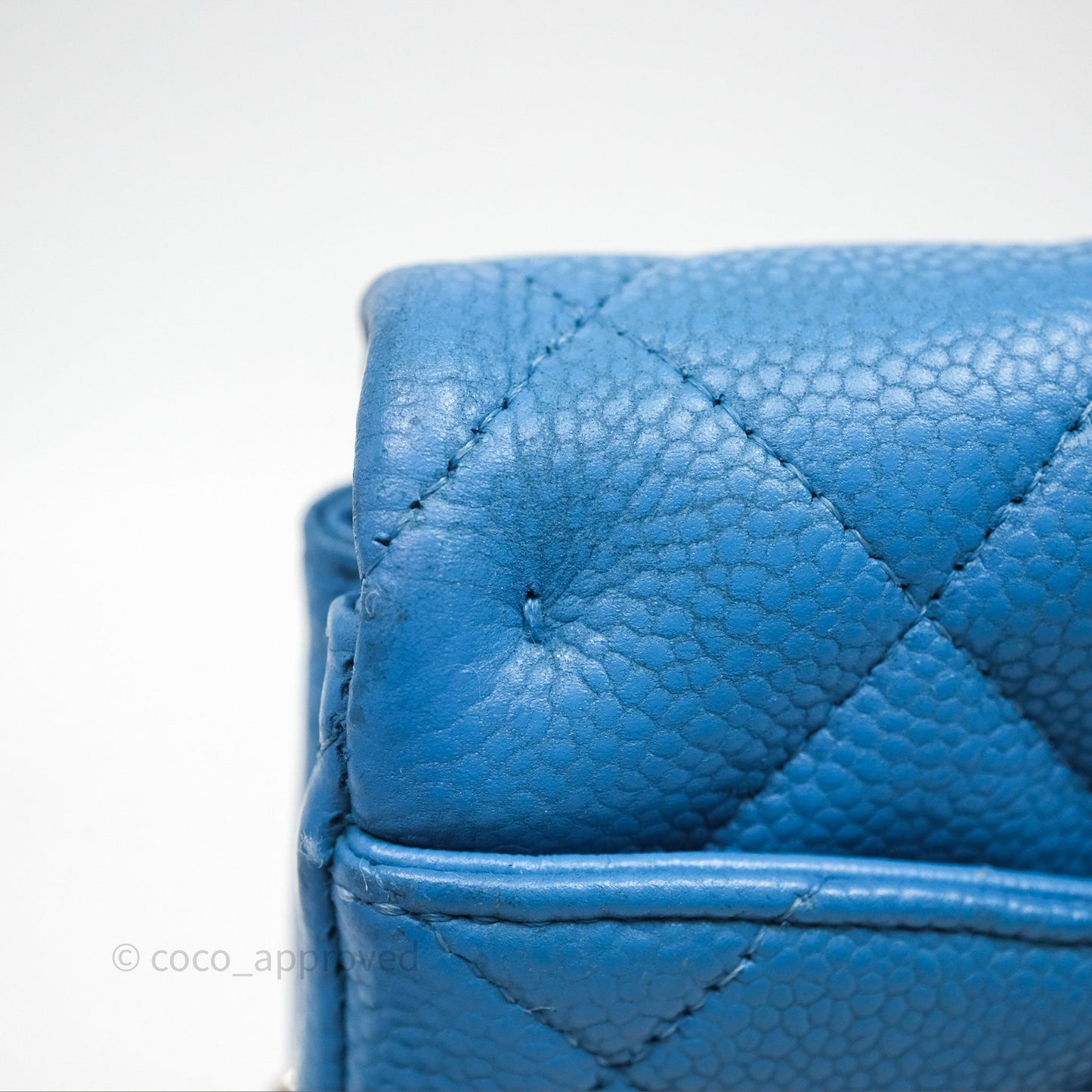 Chanel Quilted Clutch with Chain Caviar Azul Sliver Hardware