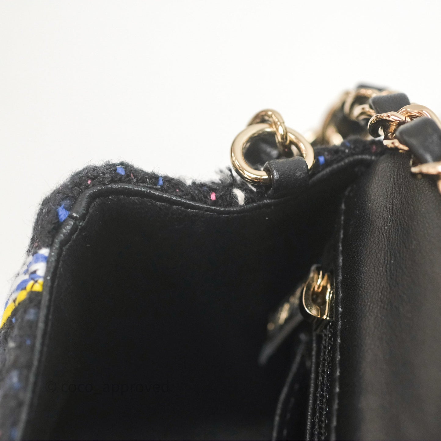 Chanel Mini Rectangular Flap Navy Tweed Gold Hardware
